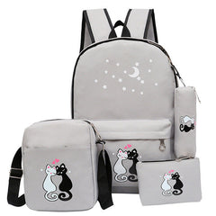 4-Piece School Bag Set/ backpack Children School Bags For Girls Boys Canvas School Bag Fashion Kids - black