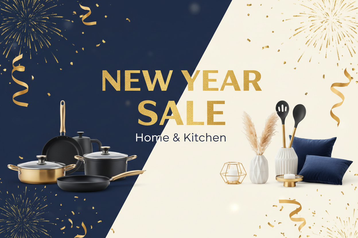 generate new year sale banner for home and kitchen 