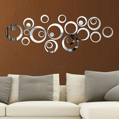 24 pcs Acrylic Mirror 3D Wall Stickers Living Room Personalized Interior Decoration - Golden